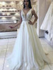 onlybridals V-Neck Wedding Dress 2019 Appliqued Lace Backless Tulle Ruffles A-line Bridal Wedding Gown Vestido De Noiva