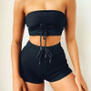 Two Piece Strapless Crop Top and Short Set