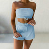 Two Piece Strapless Crop Top and Short Set
