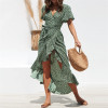 Summer Beach Maxi Dress Women Floral Print Boho Long Dress Ruffles Wrap Casual V-Neck Split Sexy Party Dress Summer Beach Maxi Dress Women Floral Print Boho Long Dress Ruffles Wrap Casual V-Neck Split Sexy Party Dress