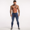 Men Elastic Waist Skinny Jeans Men Stretch Ripped Pants Streetwear Mens Denim Jeans Blue