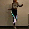 New Women Rainbow Reflective Leggings Gym Fitness Slim Stretch Elastic Glow in Dark Pants Trousers Sportswear Workout