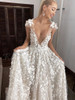 onlybridals A-Line White V-Neck Cap Sleeves Wedding Dress with Sweep Train