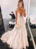 onlybridals A-Line White V-Neck Cap Sleeves Wedding Dress with Sweep Train