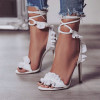Sexy Women Pumps Bridal Shoes Woman High Heels Floral White Shoes Lace Up Peep Toe Ladies Sandals Classic Pumps & Enlargers 43