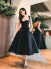 onlybridals Cute black satin short prom dress, homecoming dress