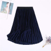Autumn Winter Long Skirt Women Streetwear High Waisted Skinny Velvet Skirt Female Ladies Pleated Skirts Elegant Maxi Women Skirt