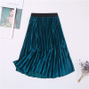 Autumn Winter Long Skirt Women Streetwear High Waisted Skinny Velvet Skirt Female Ladies Pleated Skirts Elegant Maxi Women Skirt