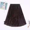Autumn Winter Long Skirt Women Streetwear High Waisted Skinny Velvet Skirt Female Ladies Pleated Skirts Elegant Maxi Women Skirt