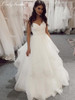 onlybridals A-line wedding Dress Sweetheart White Ivory Pleat Tulle Bridal Dress Spaghetti Strap Tiered Skirt Backless