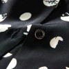 Short Sleeves White Polka Dots Buttoned Silk Black Daytime Casual Shift Blouse