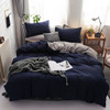 Winter new Dark blue beige double color bedding set