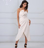 Women Elegant Strapless Cropped Tops & Split Skirt 2 Two Pieces Set  Dress