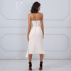 Women Elegant Strapless Cropped Tops & Split Skirt 2 Two Pieces Set  Dress