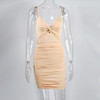 Women Elegant 2 Layers Ruched Sexy Bodycon Mini Dress