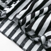 Women Vintage Striped V Neck Ruffle Cotton Short Dress