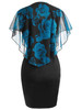 Women Elegant Plus Size Rose Overlay Capelet Dress