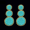 Bohemian Ethnic thread Fringe  Big Beads Statement Party hang Drop Earrings