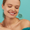Bohemian Ethnic thread Fringe  Big Beads Statement Party hang Drop Earrings
