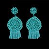 Bohemian Ethnic thread Fringe  Big Beads Statement Party hang Drop Earrings