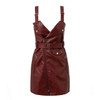 Fashion PU leather women dress V neck mini bodycon sexy dress Christmas zipper autumn winter short dress