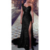 Women Sequin Prom Sexy Party Gold Sundress V Neck Dress