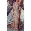 Women Sequin Prom Sexy Party Gold Sundress V Neck Dress