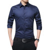 Men Long Sleeve Shirts Slim Fit Solid Business Formal Shirts for Autumn JAN88