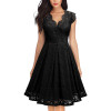 Summer Women Party Dress Vintage V Neck Sleeveless Dress Lace Elegant Ladies Dresses with High Quality Lace
