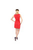 Robe rouge à pois sans manches à taille découpée et nouée