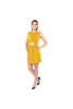 Robe dorée sans manches à taille découpée et nouée