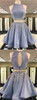 Two Piece A-Line Jewel Sleeveless Short Prom Dress, Homecoming Dress With Beading, MH109