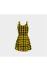 Robe évasée noire et dorée à dents de poule