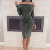 Women Elegant Bodycon Off The Shoulder Long Sleeve Cocktail Party Dresses