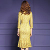 Spring Lace Three Quarter Sleeve Slim Fishtail Party Dress Woman