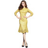 Spring Lace Three Quarter Sleeve Slim Fishtail Party Dress Woman