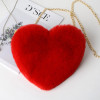 Fashion Women's Heart Shaped Faux Fur Crossbody Wallet Purse Chain Shoulder Bag