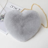 Fashion Women's Heart Shaped Faux Fur Crossbody Wallet Purse Chain Shoulder Bag