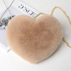 Fashion Women's Heart Shaped Faux Fur Crossbody Wallet Purse Chain Shoulder Bag