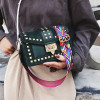 Vintage Velvet Rivets Shoulder Bag Women Messenger Bag Ladies Pu Leather Flap Bag