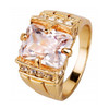 Vintage Royal Family Natural Crystal Blue Crystal Ring Gold Color Men's Wedding Ring