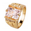 Vintage Royal Family Natural Crystal Blue Crystal Ring Gold Color Men's Wedding Ring