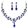 Gold Red Green Blue Crystal Bridal Jewelry Sets Choker Necklaces Earrings