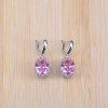 Princess Pink Crystal Silver Color Jewelry Sets For Women Party Wedding