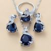 Water Drop Blue Cubic Zirconia Glittering  Jewelry Sets Stud