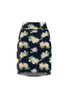 Jupe crayon femme bleu foncé à fleurs