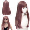 WTB Long Straight Hair Black Synthetic Lolita Wigs with Bangs for Women Fashion Female Cosplay Party Christmas Wigs Free Gifts