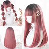 WTB Long Straight Hair Black Synthetic Lolita Wigs with Bangs for Women Fashion Female Cosplay Party Christmas Wigs Free Gifts