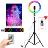 RGB Colorful LED Ring Light 10 Inch Stand 26CM Rainbow Ringlight USB With Phone Stand 16 Light Colors