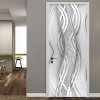 PVC Door Sticker Modern 3D Abstract Fashion Line Silver Pearl Wallpaper Door Poster Self-Adhesive